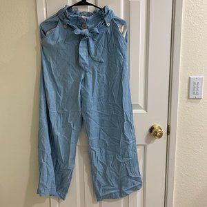 ZARA Women Soft Wide Leg Pants 2516/747, Light Blue, Size XS